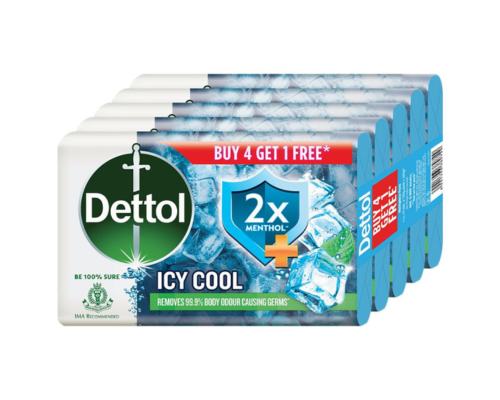 Dettol cool germ protection bathing soap bar, 125gm, buy 4 get 1